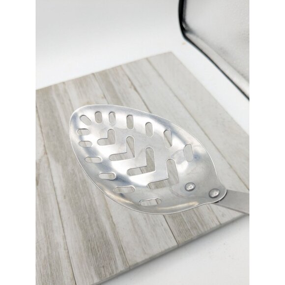 Household Slotted Serving Spoon Stainless Steel Wood Handle Japan Vintage 12 1/2 - Picture 8 of 8